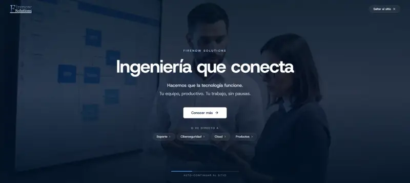 Página principal de Firenow Solutions en producción